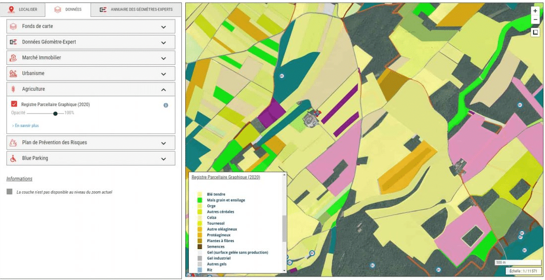 Registre parcellaire graphique d'une propriété agricole