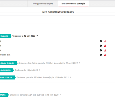 service de partages des documents fonciers avec les géomètres-experts