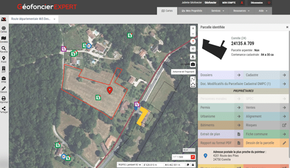 La fiche parcelle de GéofoncierExpert 